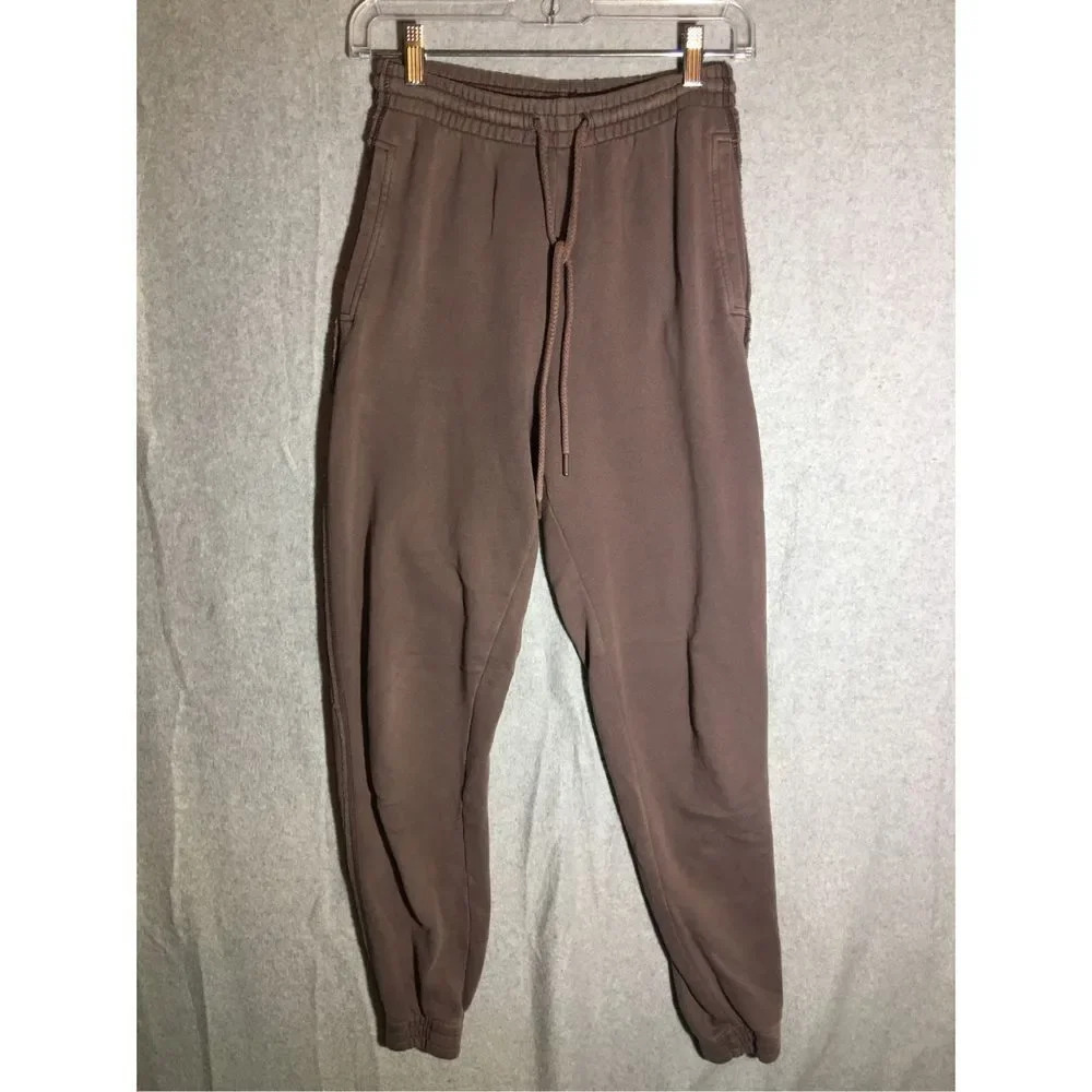 Womens Aerie Joggers Dark Dusty Brown Thick Exposed Seams Casual Loungewear